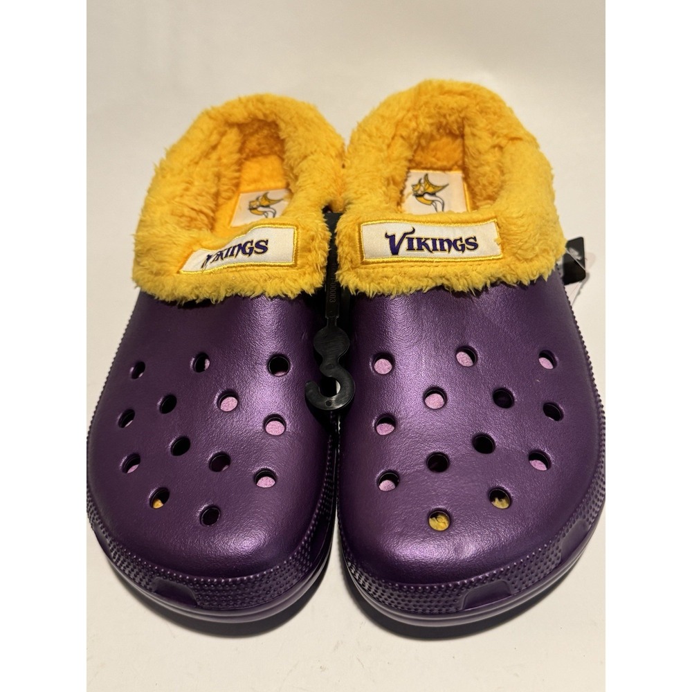 Crocs Minnesota Vikings Mammoth Lined Clogs Purple And Yellow W12 M 10 NWT
